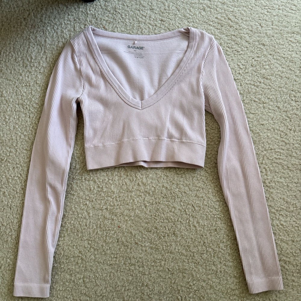 Garage Women's Light Pink V-Neck Crop Top
